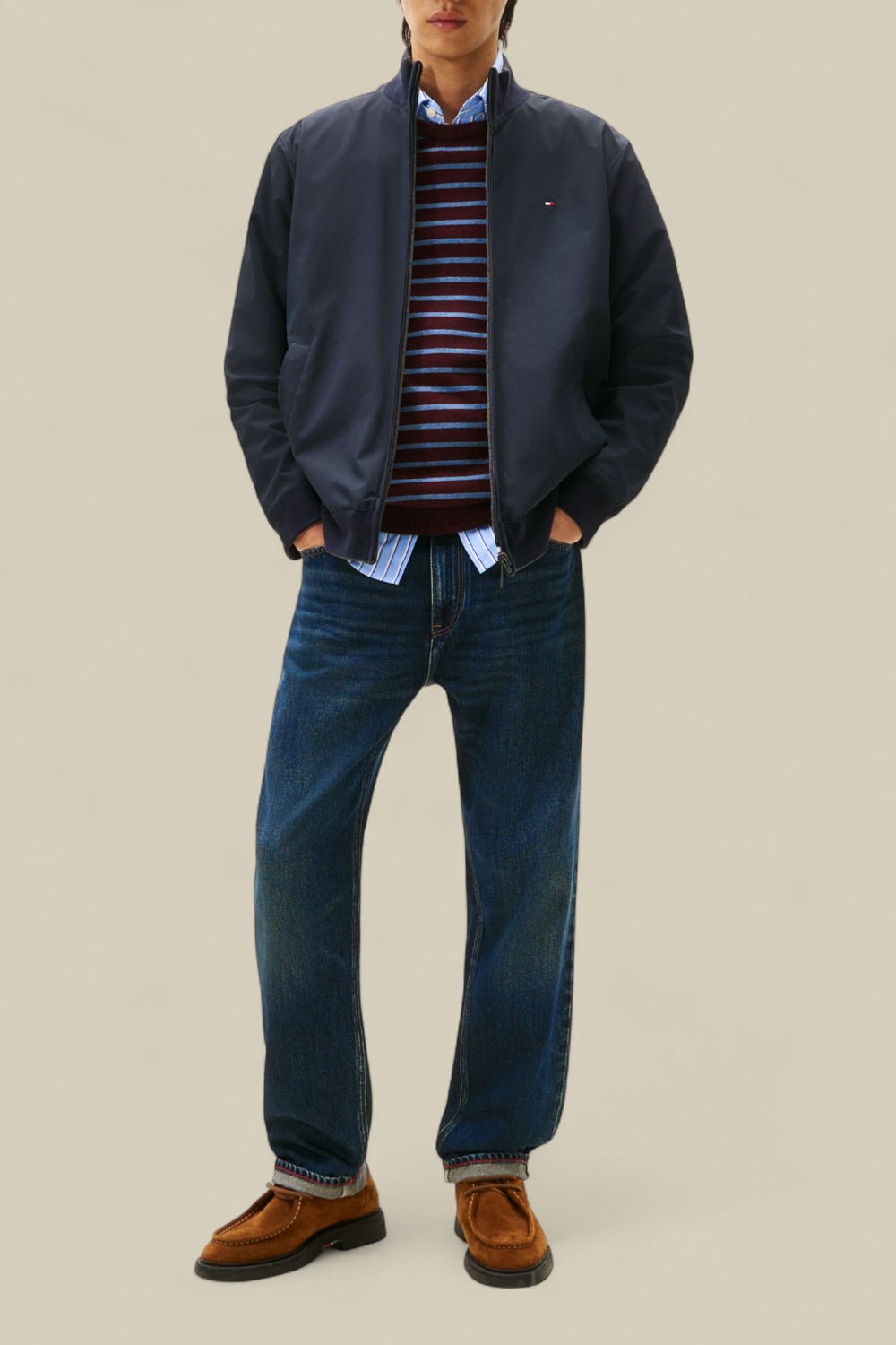 תמונת כל הלוק של ז'קט כותנה דו-צדדי